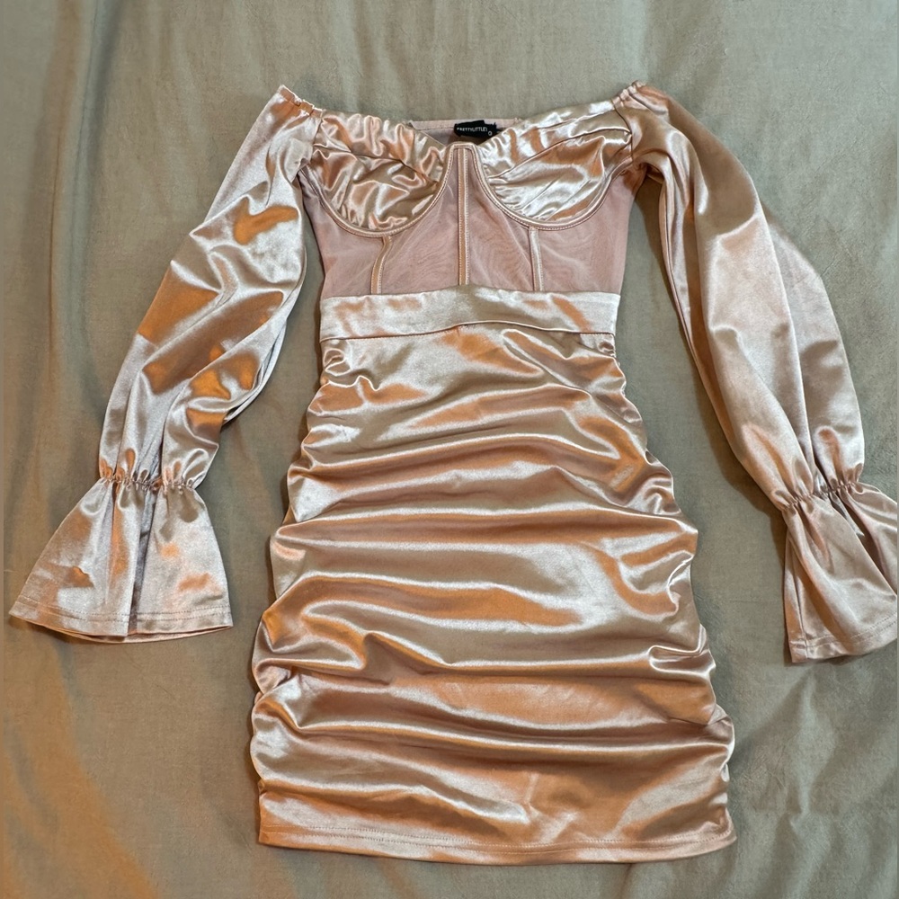 Prettylittlething Blush Long Sleeve Dress